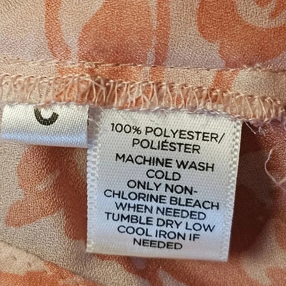 Ann Taylor LOFT Small Peach White Floral Semi Sheer Boho Prairie Cottage Blouse - Picture 7 of 7